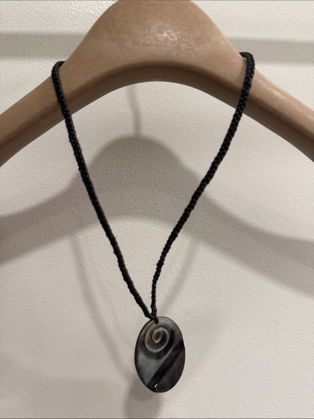 Black Shell Spiral Pendant Necklace by